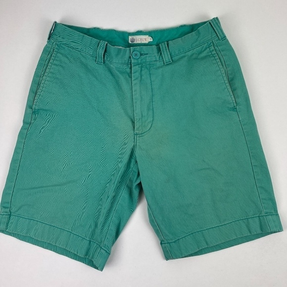 J Crew Shorts Mens Size 31 Green Flat Front Pockets - Picture 1 of 8